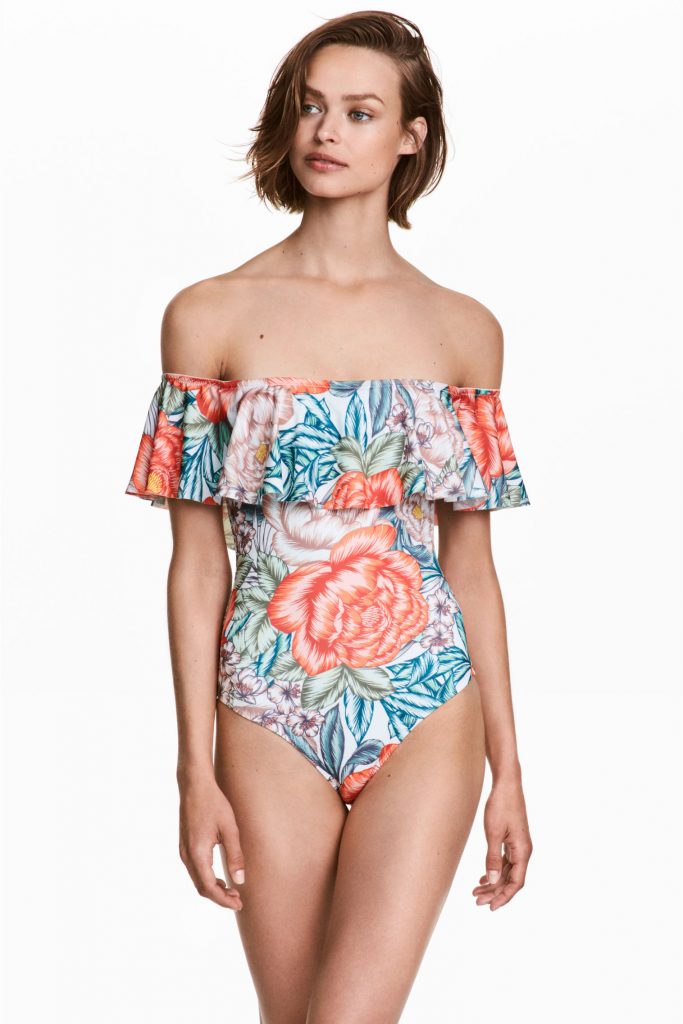 Image of an off the shoulder swimsuit