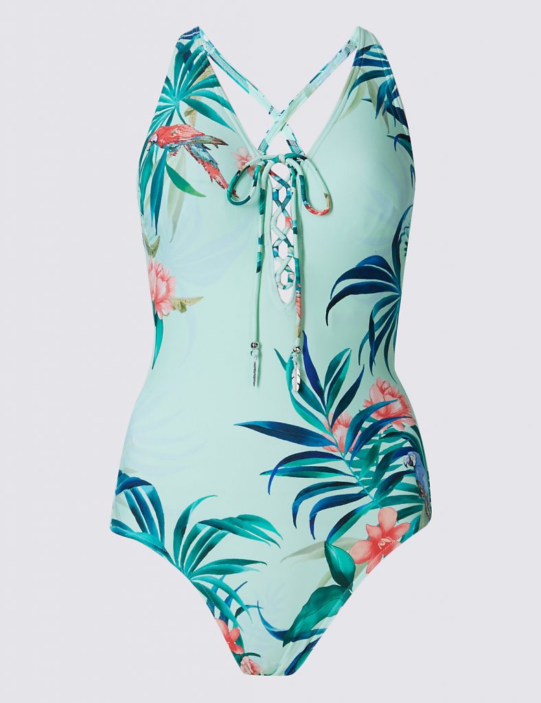 Image of M&S lace up swimsuit