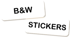 Black and white sticker iron ons