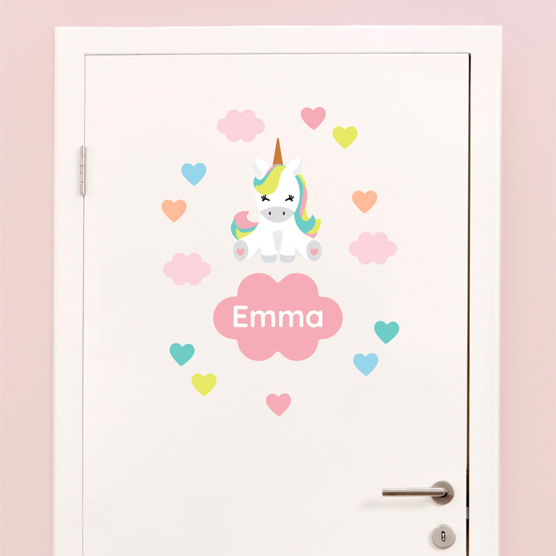 Door sticker unicorn theme