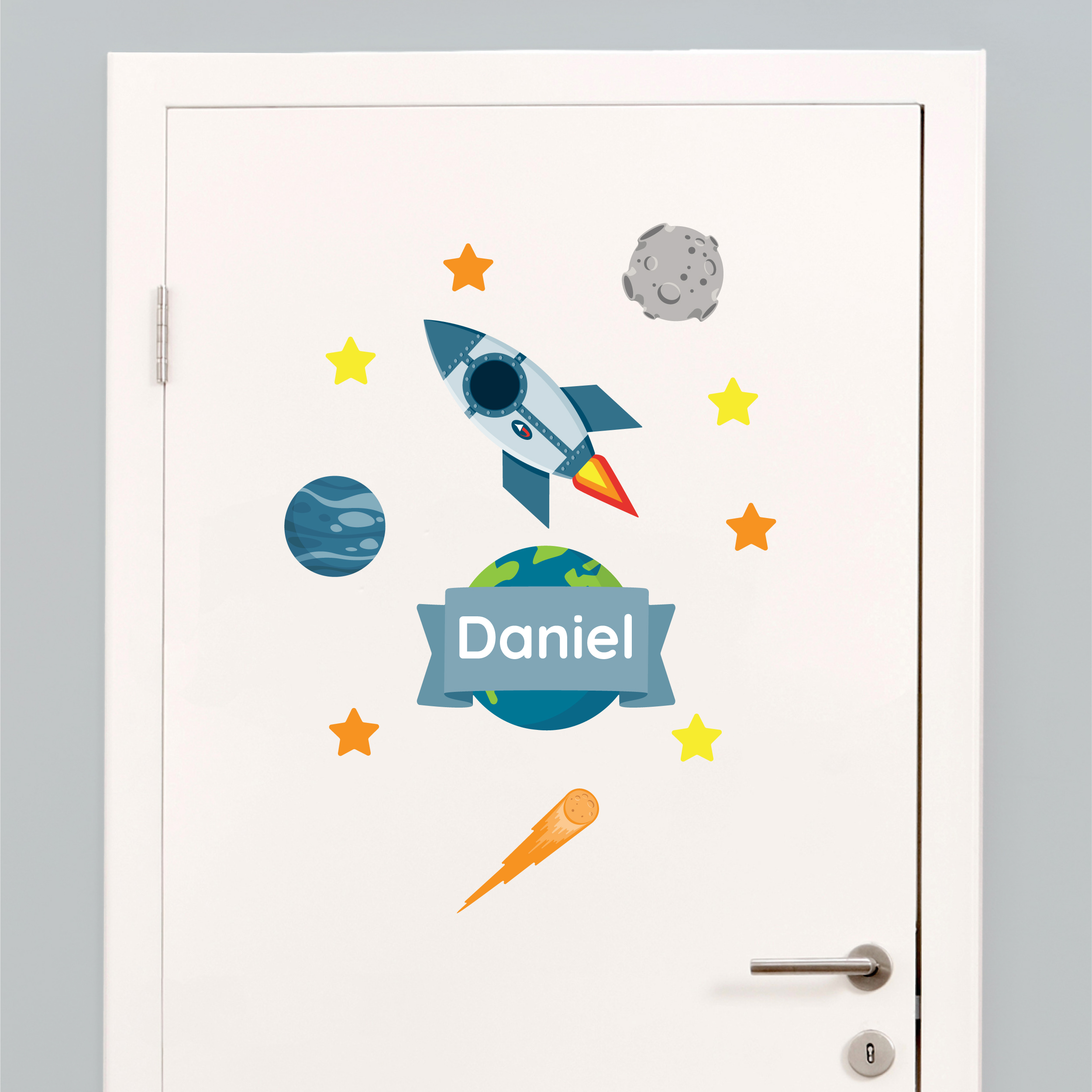 My Nametags Door Sticker - Space Rocket