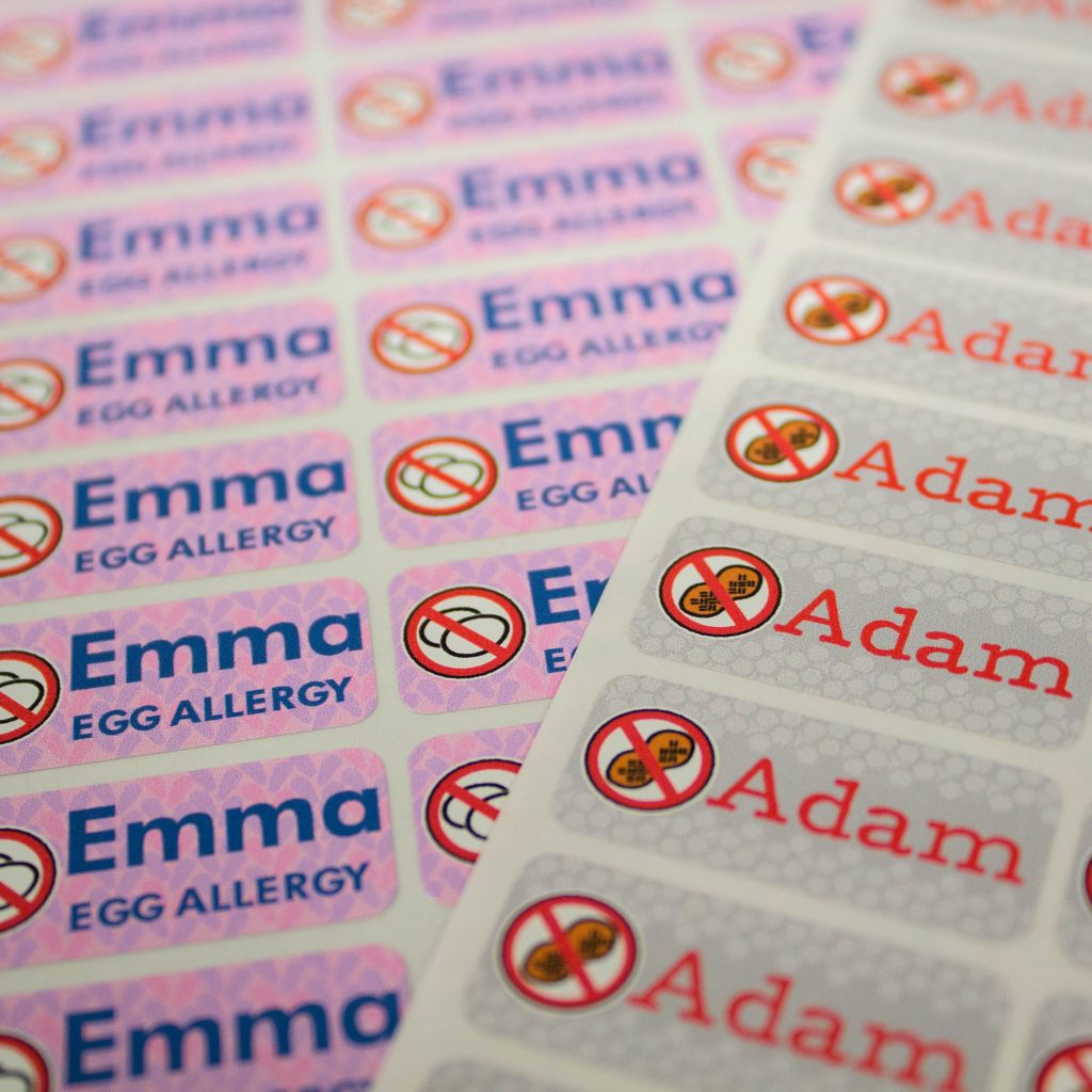 allergy name label