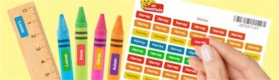 Personalised mini name labels banner