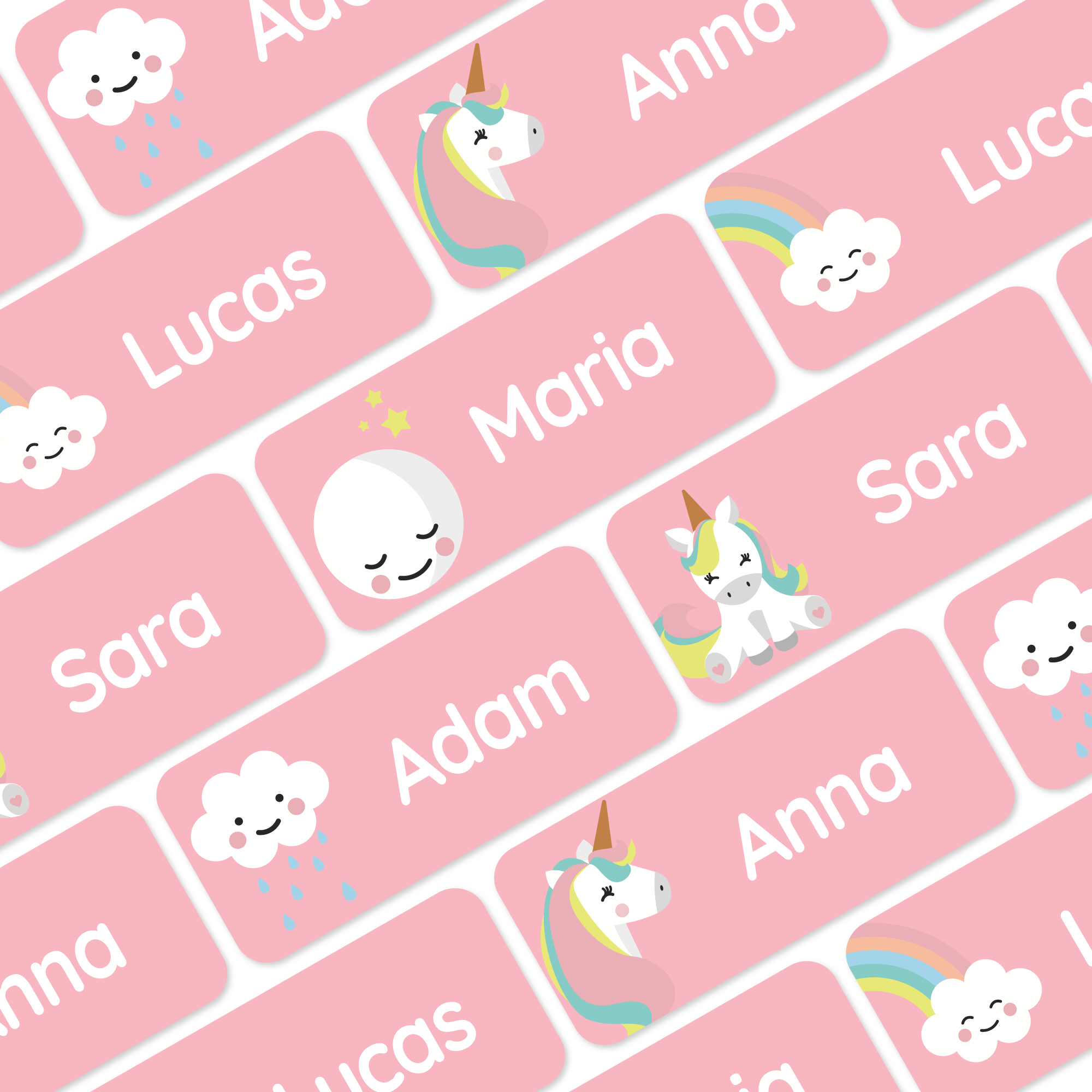 My Nametags 56 Name Stickers - Unicorn